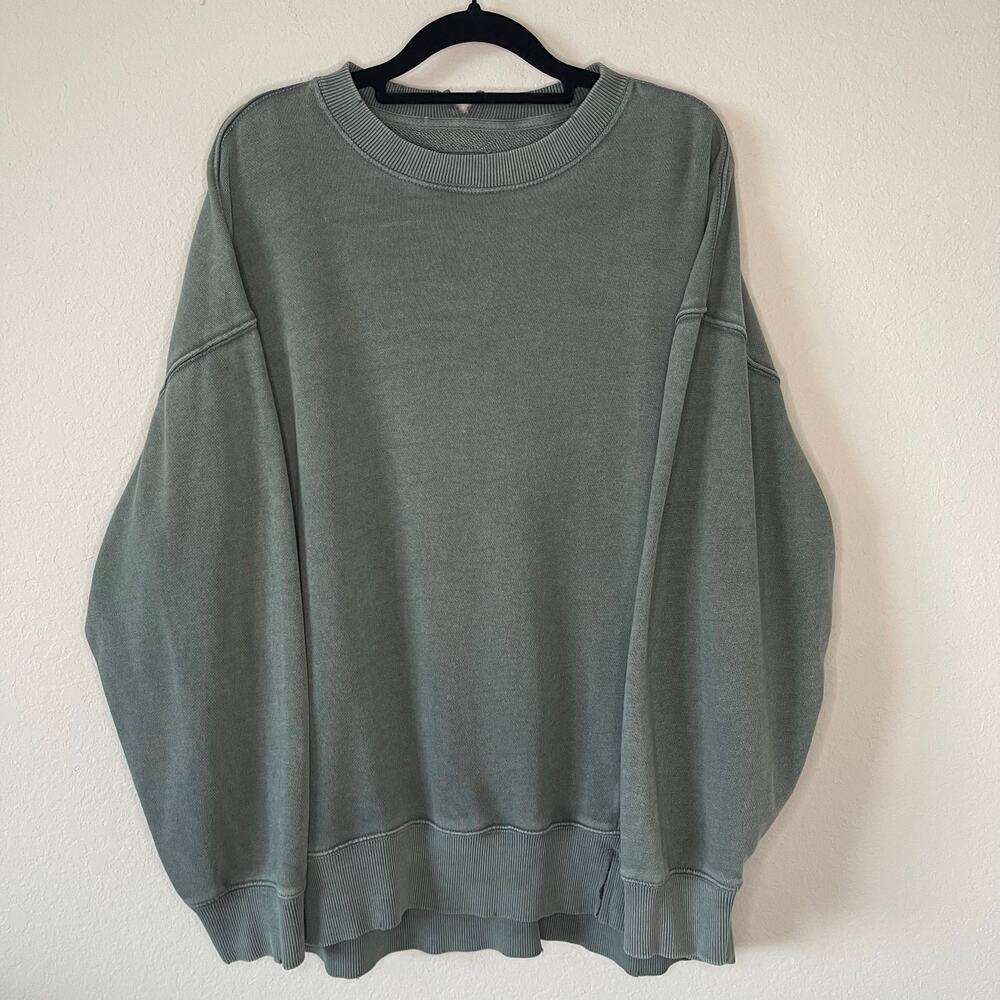 Aerie The Chill Crew Sweatshirt in Royal Palm Green - Size S